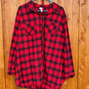 Red Buffalo Plaid Maternity Shirt Dress